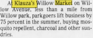 Klauzas Willow Market - Sep 1 1983 Article